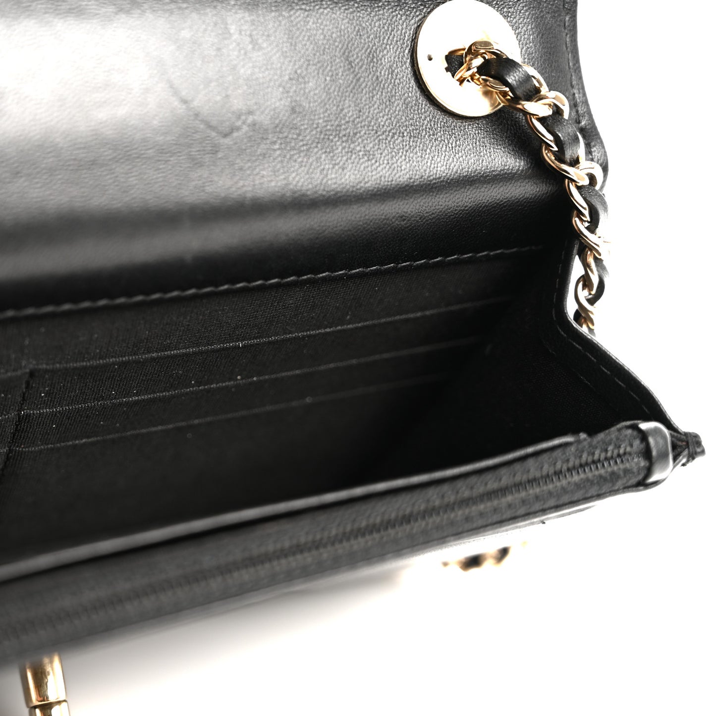 Lambskin Quilted Trendy CC Wallet On Chain WOC Black