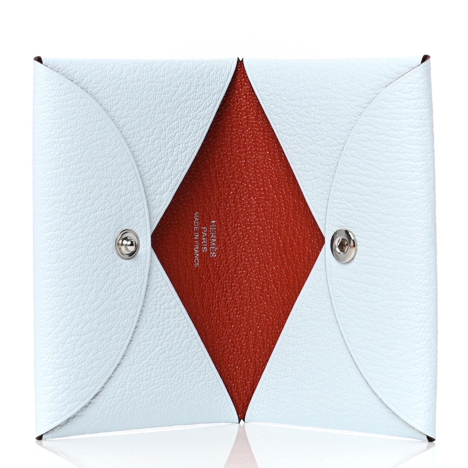 Hermes Chevre Mysore Verso Calvi Card Case Bleu Brume Brique 4 of 4
