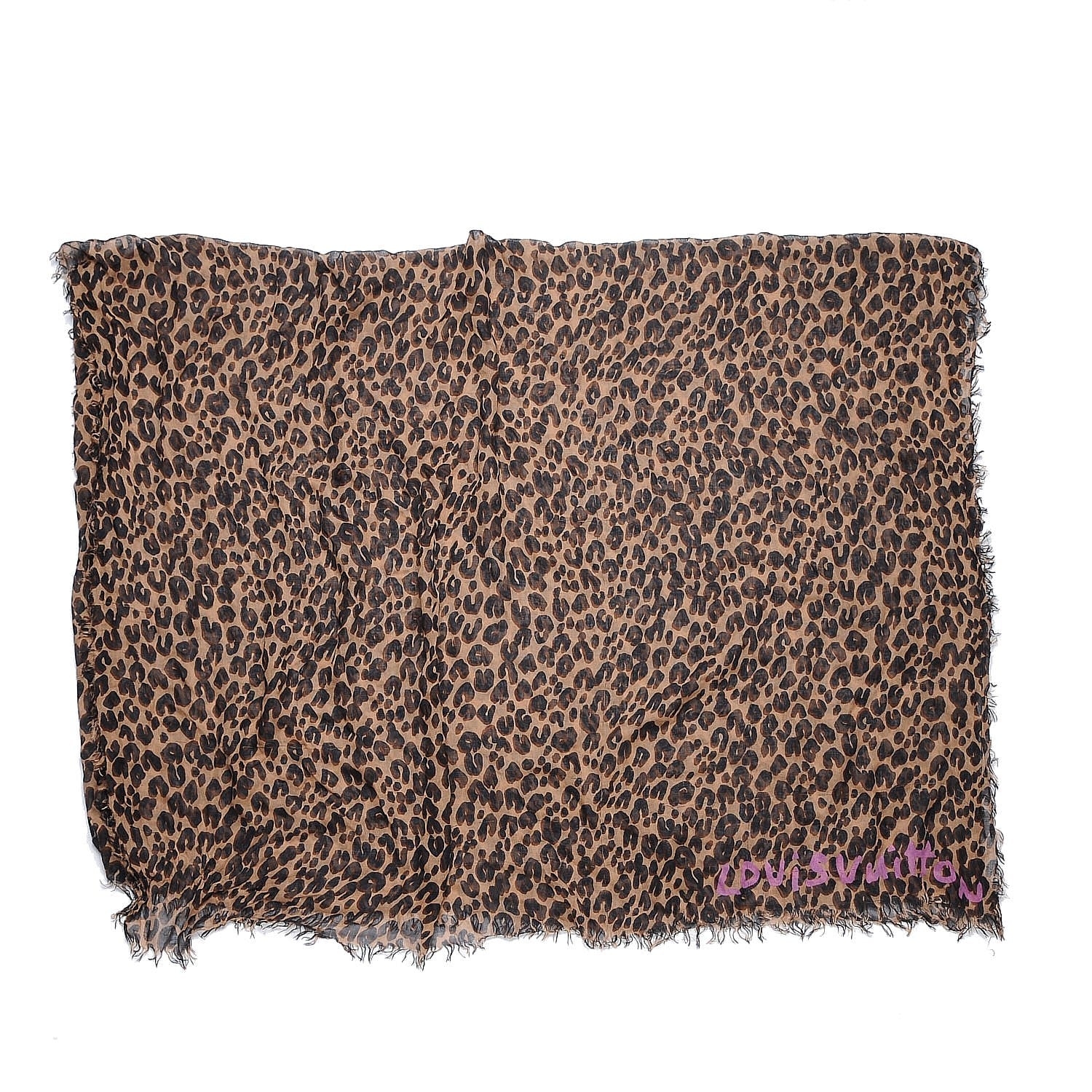 Louis Vuitton Cashmere Silk Leopard Etole Stole Marron 3 of 11