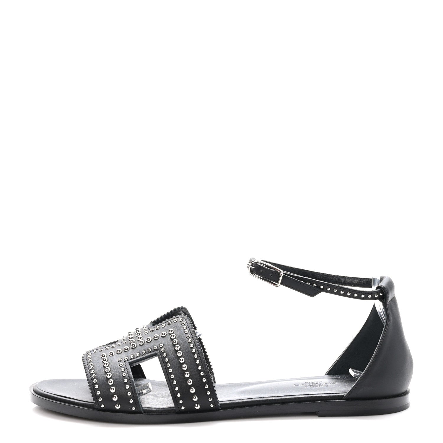 Hermes Calfskin Studded Santorini Sandals 39 Black 1 of 8