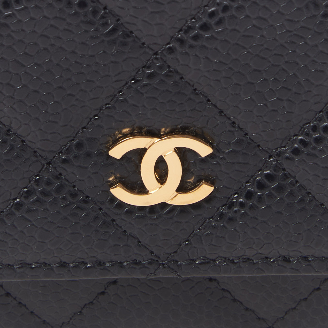 Caviar Quilted Wallet On Chain WOC Black