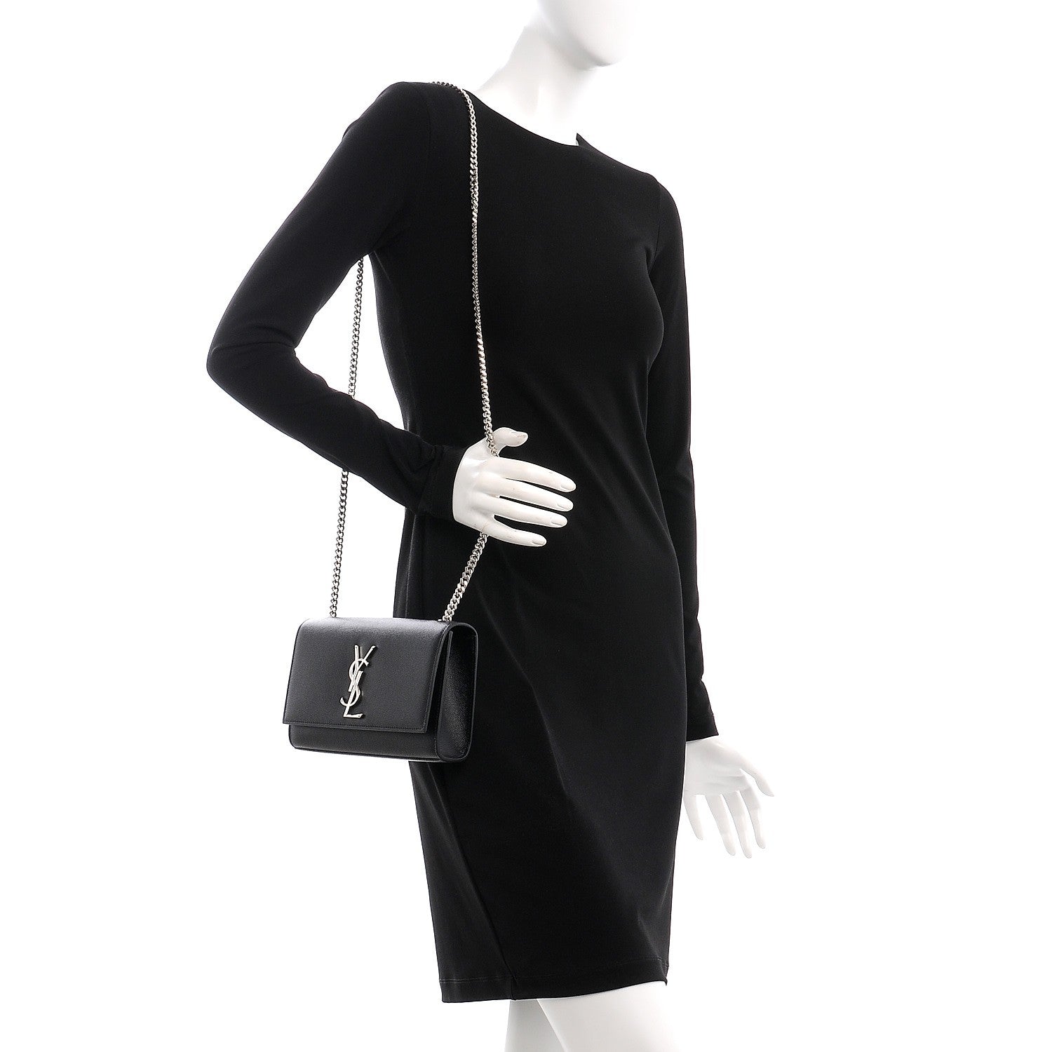 Saint Laurent Grain De Poudre Small Monogram Kate Satchel Black 2 of 7