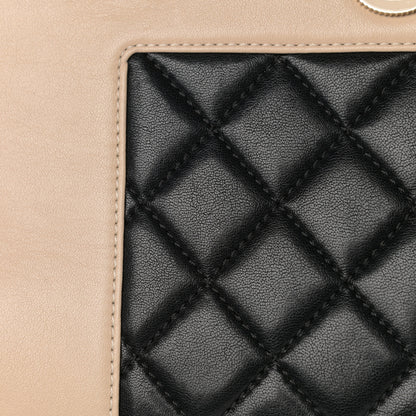 Chanel Sheepskin Quilted Mademoiselle Vintage Shopping Tote Beige Black 13 of 13