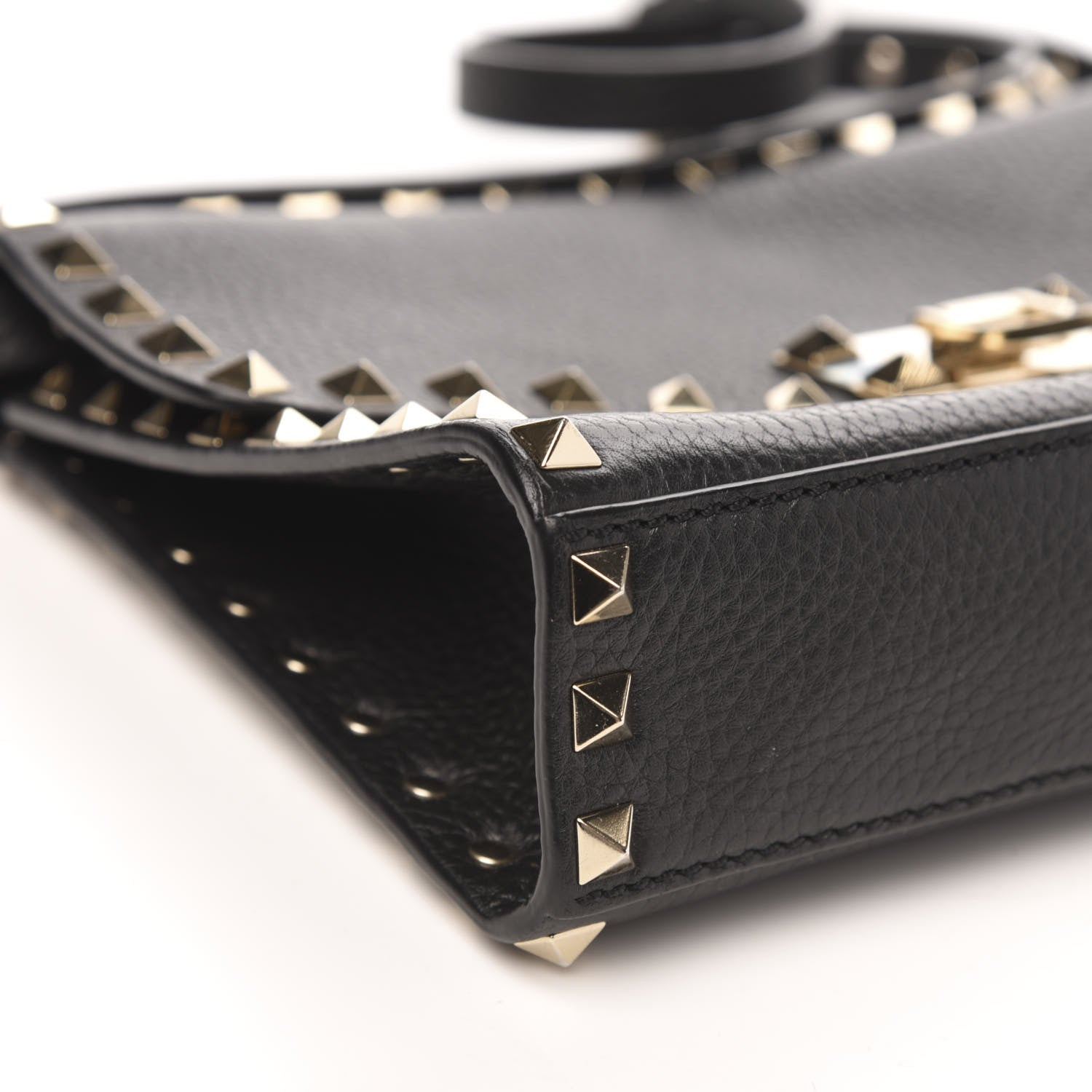 Valentino Garavani Pebbled Calfskin Medium Rockstud Flip Lock Crossbody Bag Black 7 of 14