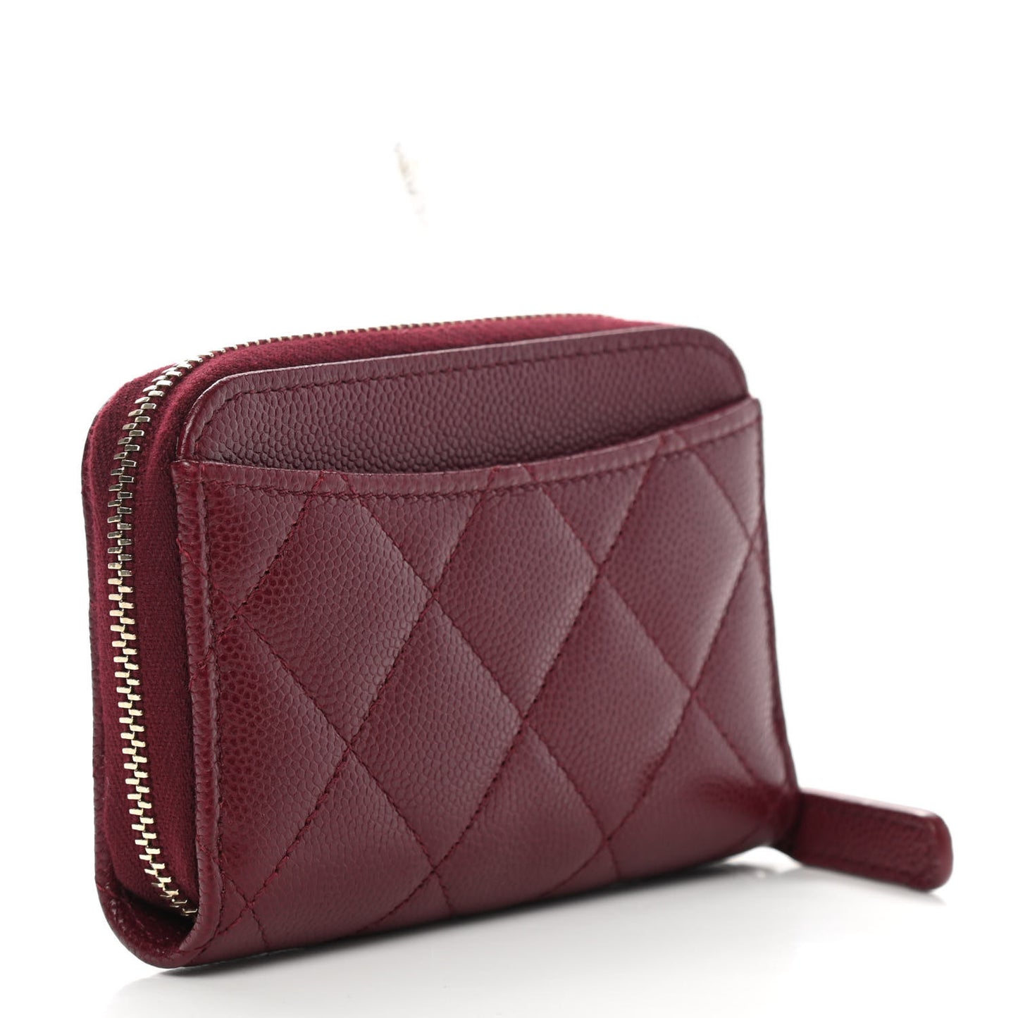 Caviar Quilted Zip Around Coin Purse Burgundy