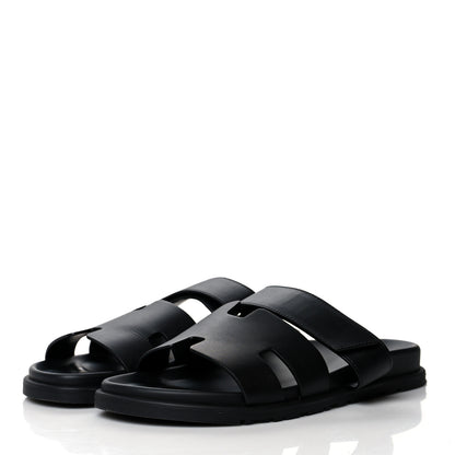 Hermes Calfskin Mens Chypre Sandals 42 Black 3 of 9