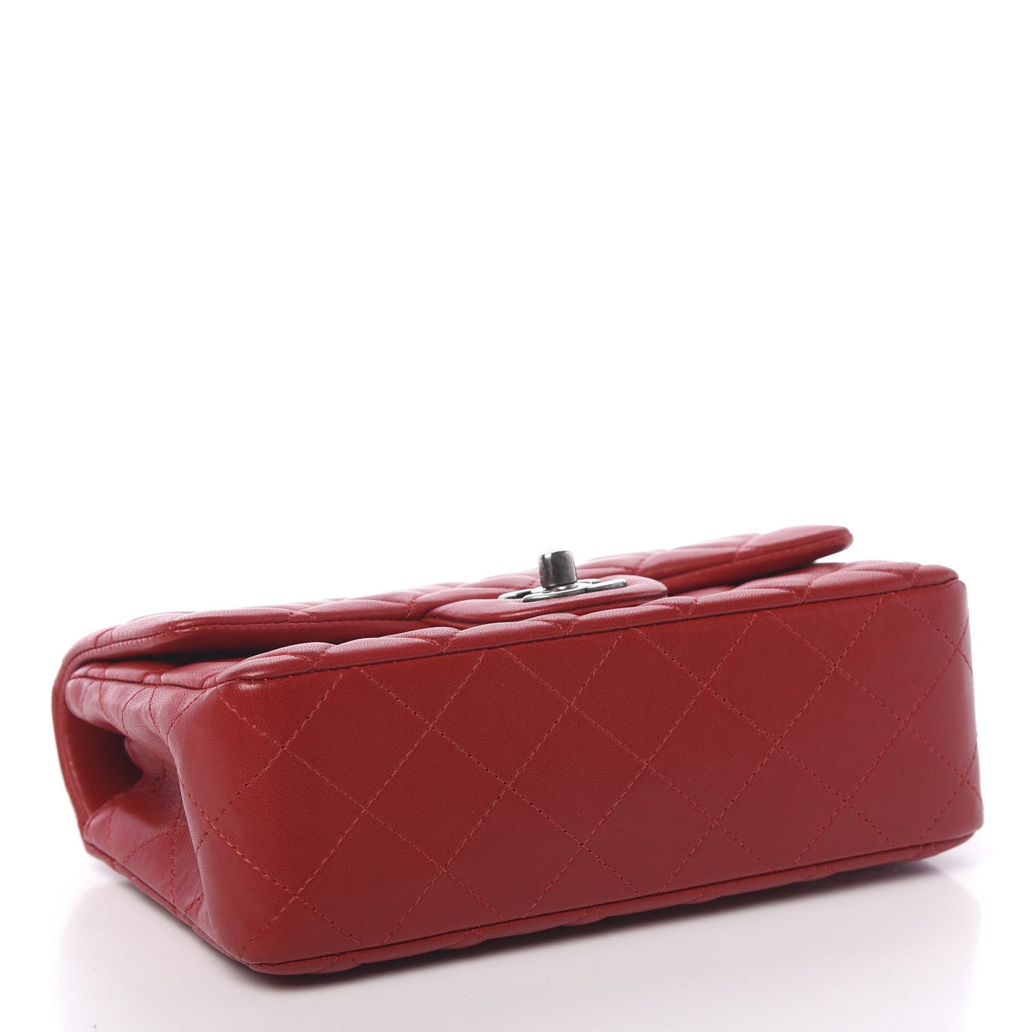Lambskin Quilted Mini Rectangular Flap Red