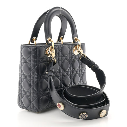 Christian Dior Lambskin Cannage Small Lucky Badges Lady Dior Navy 3 of 9