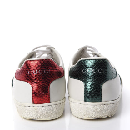 Gucci Calfskin Ayers Bee Embroidered Womens Ace Sneakers 36 White Green 5 of 10