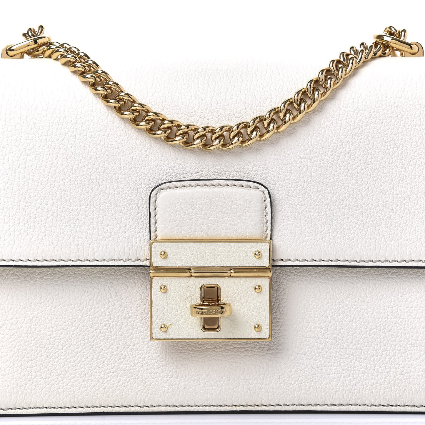 Grained Calfskin Rosalia Shoulder Bag White