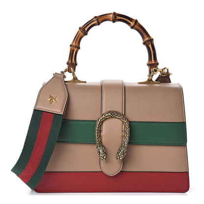 Gucci Calfskin Bamboo Web Medium Dionysus Top Handle Bag Camelia Bright Evergreen Hibiscus Red 1 of 10