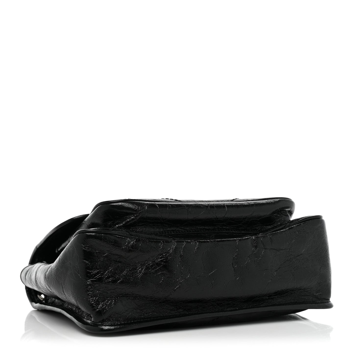 Crinkled Calfskin Matelasse Monogram Medium Niki Chain Satchel Black