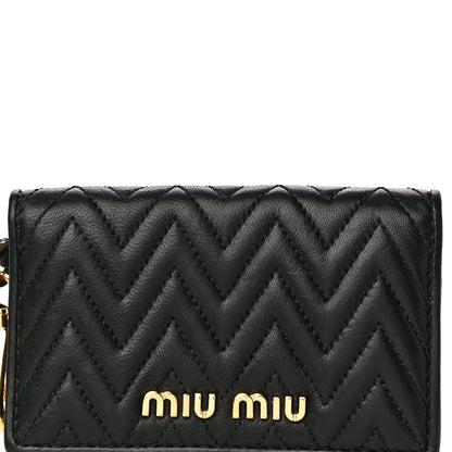 Miu Miu Nappa Impunture Flap Card Holder Key Ring Black 9 of 16