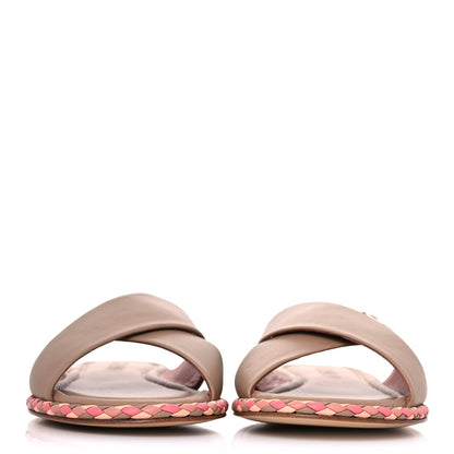 Chanel Lambskin Mule Sandals 38 Light Brown 2 of 9