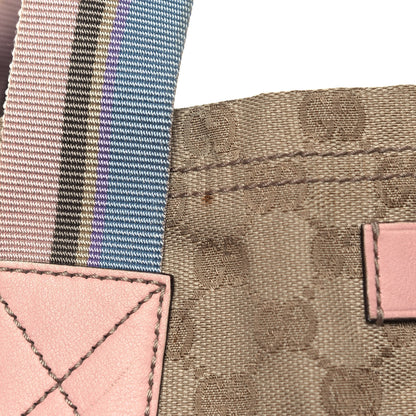 Gucci GG Monogram Medium Web Handle Vertical Tote Pink Blue 14 of 15