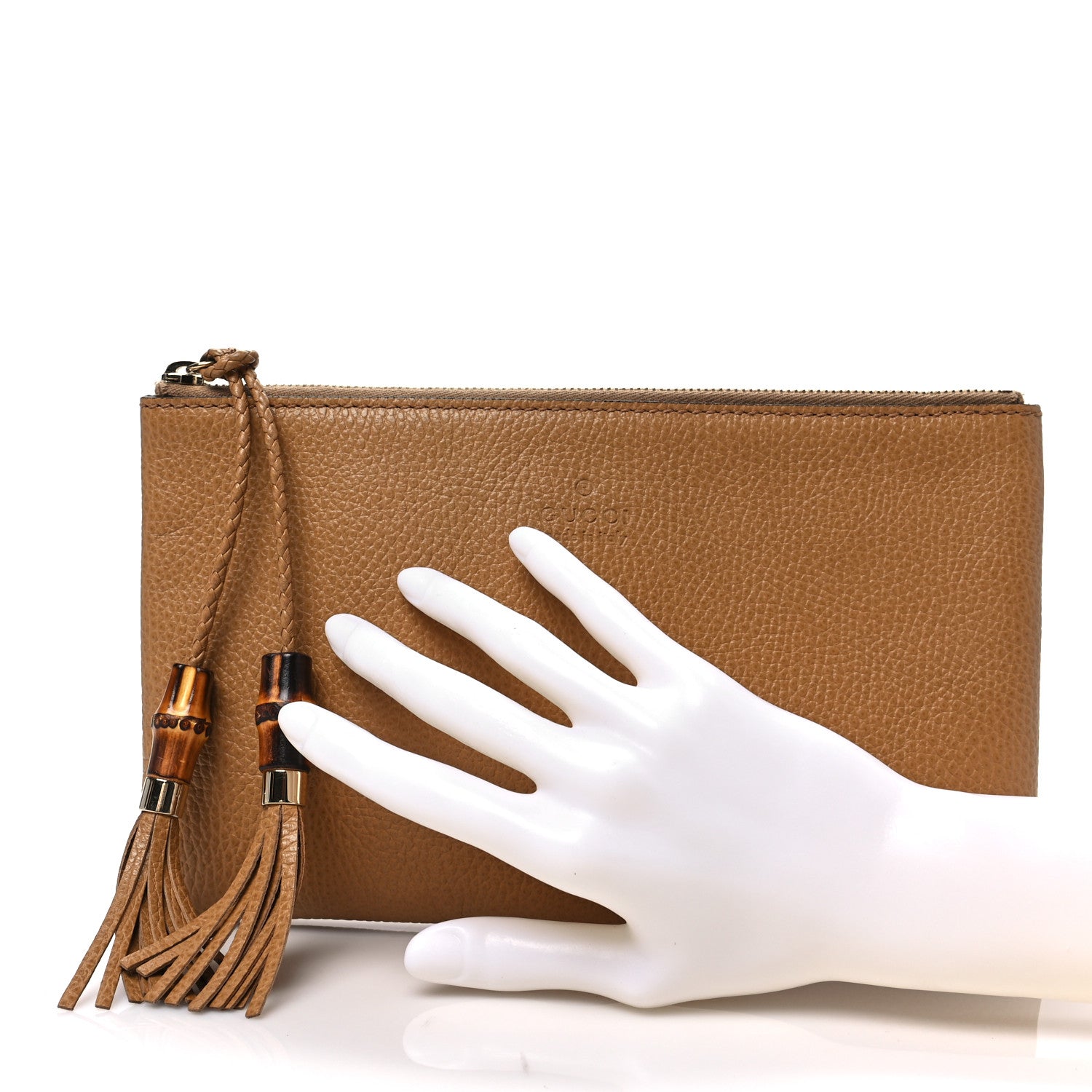 Gucci Calfskin Large Bamboo Clutch Brown 2 of 9