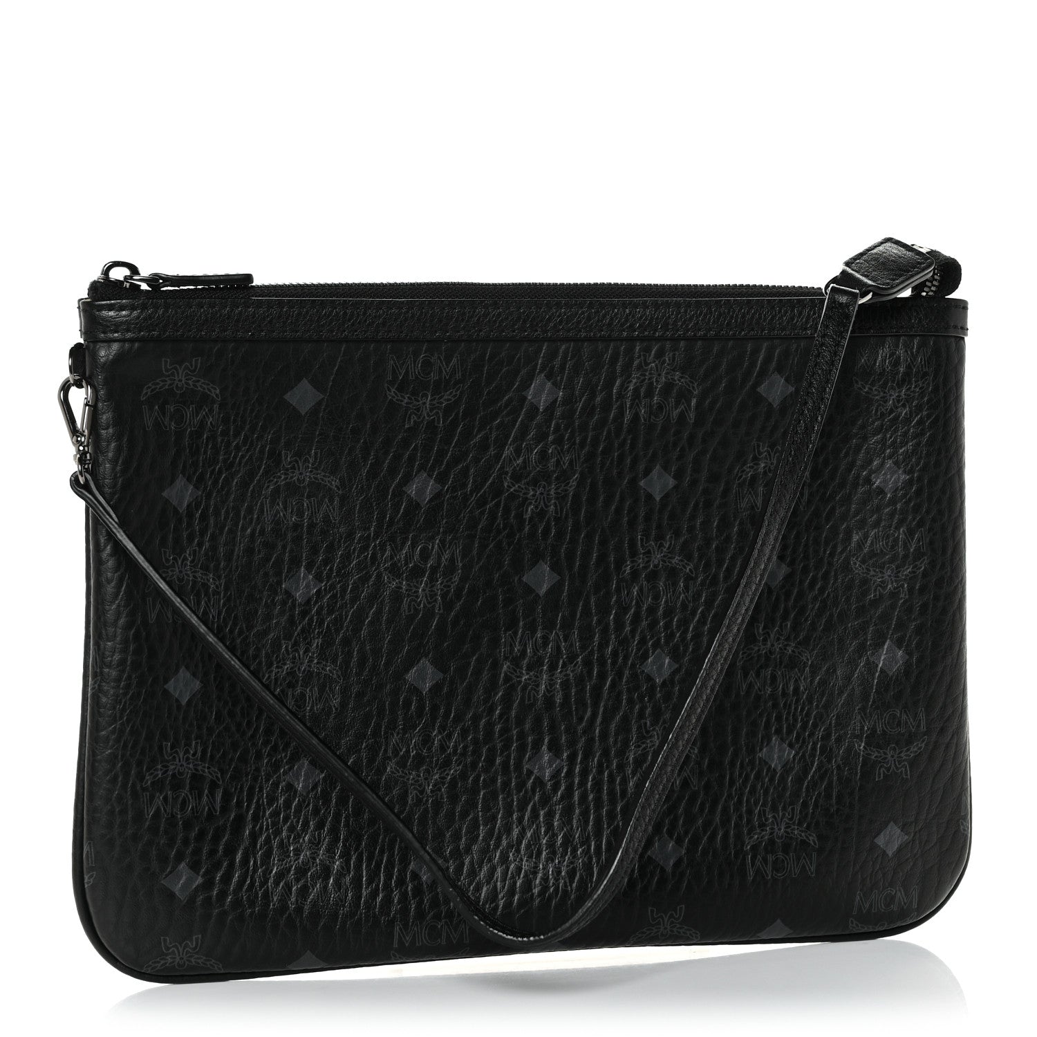 MCM Visetos Liz Shopper Tote Pouch Black 3 of 11