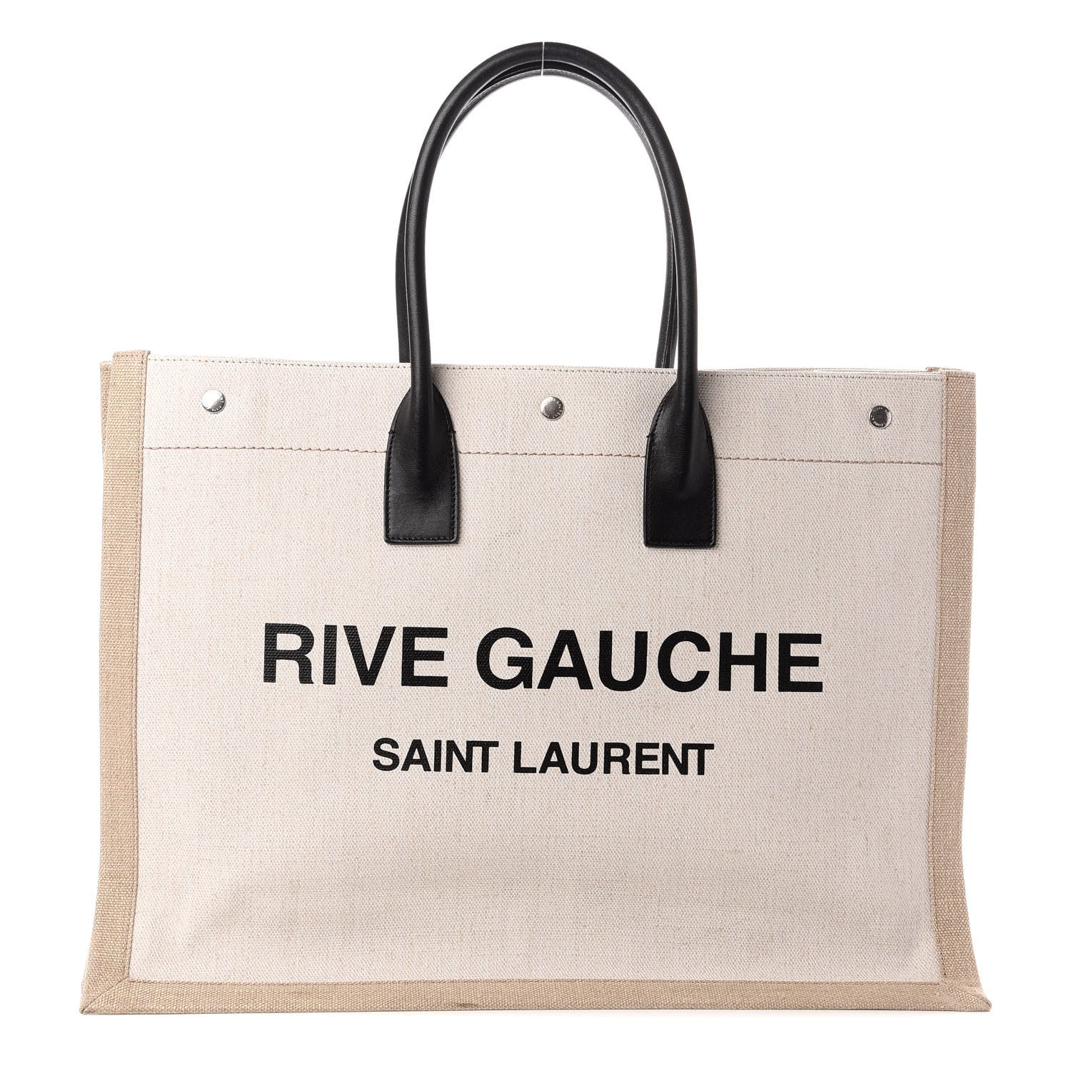 Saint Laurent Linen Calfskin Rive Gauche Tote Optic White 1 of 9