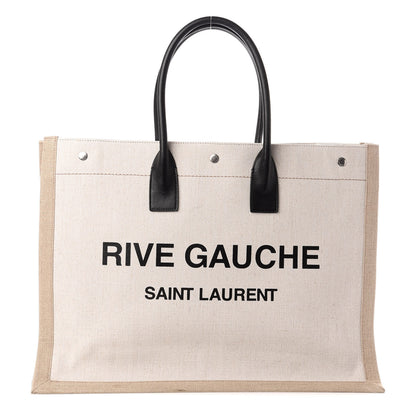 Saint Laurent Linen Calfskin Rive Gauche Tote Optic White 1 of 9