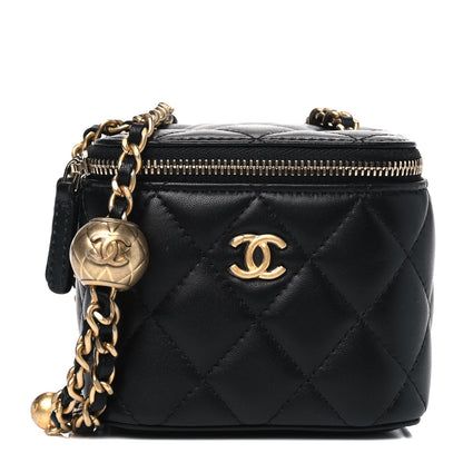 Chanel Lambskin Quilted Mini Pearl Crush Vanity Case With Chain Black 1 of 4