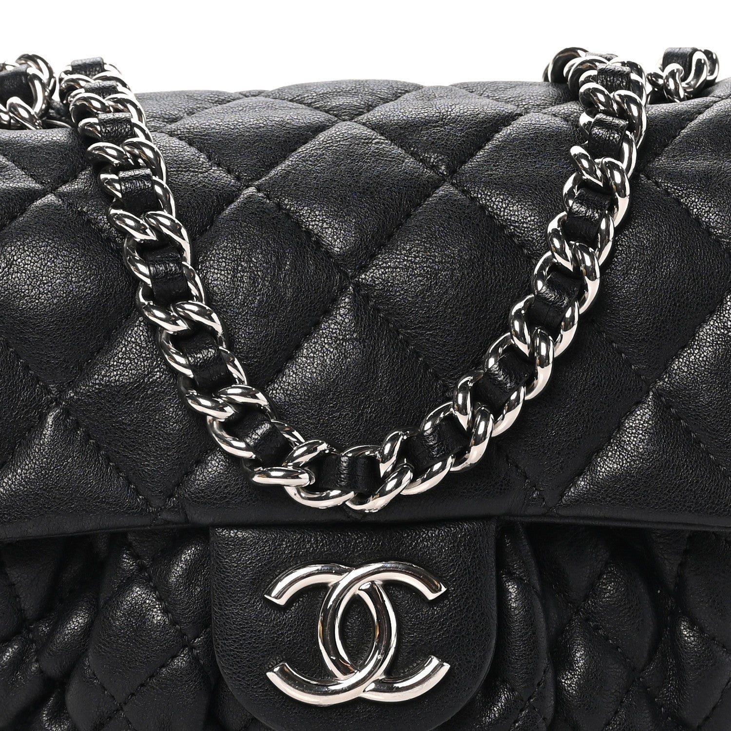 Chanel Washed Lambskin Quilted Mini Chain Around Messenger Black 8 of 10