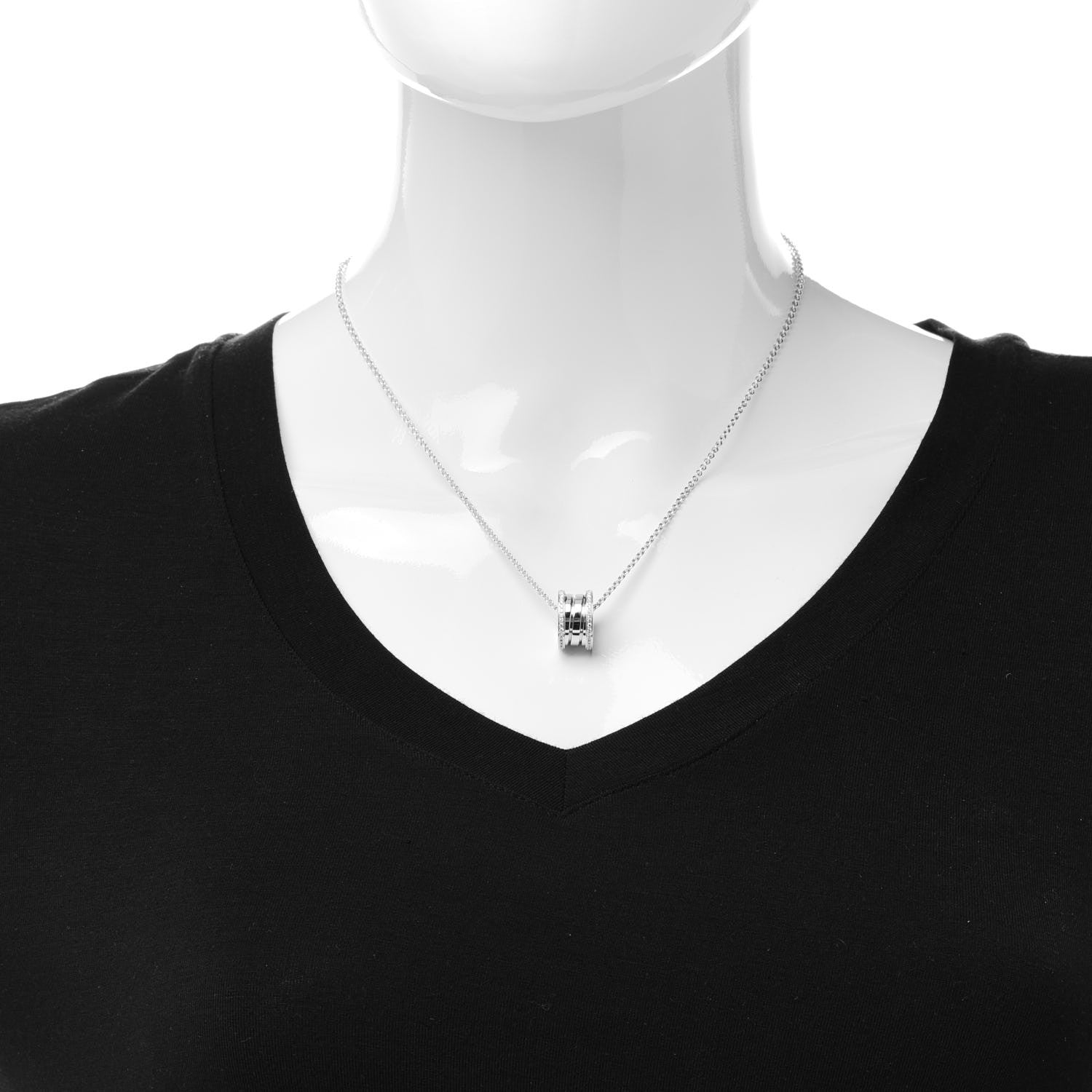 Bulgari 18K White Gold Diamond B.Zero1 Pendant Necklace 2 of 8