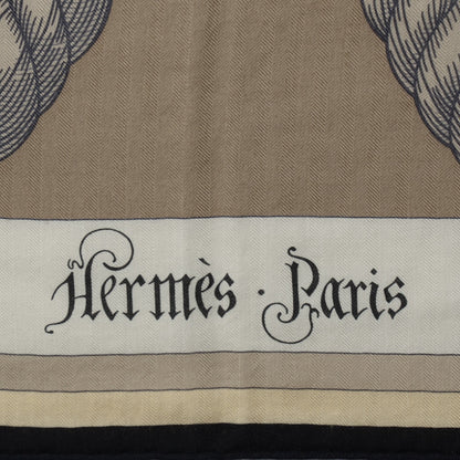 Hermes Cashmere Silk Della Cavalleria GM Scarf 140 Noir Jaune Rouge 4 of 6