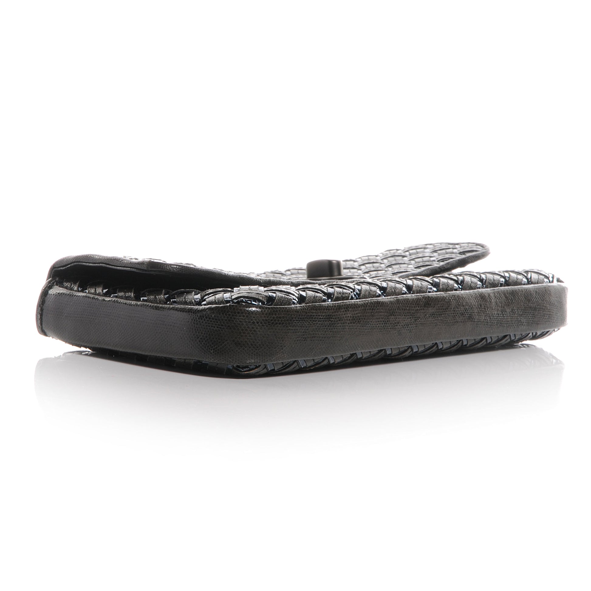 Bottega Veneta Snakeskin Turnlock Clutch Black 4 of 9