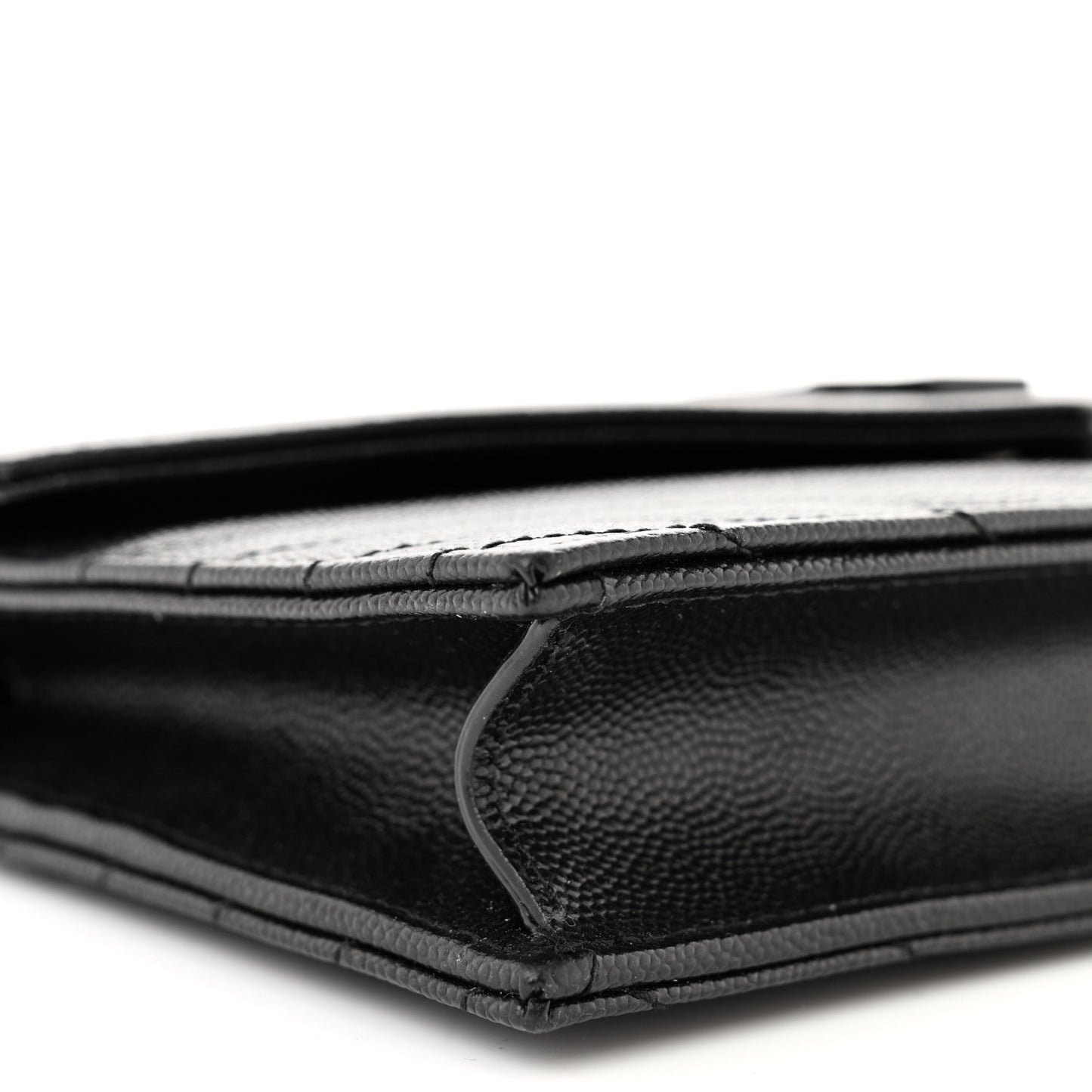 Grain De Poudre Matelasse Chevron Monochrome Monogram Envelope Chain Wallet Black