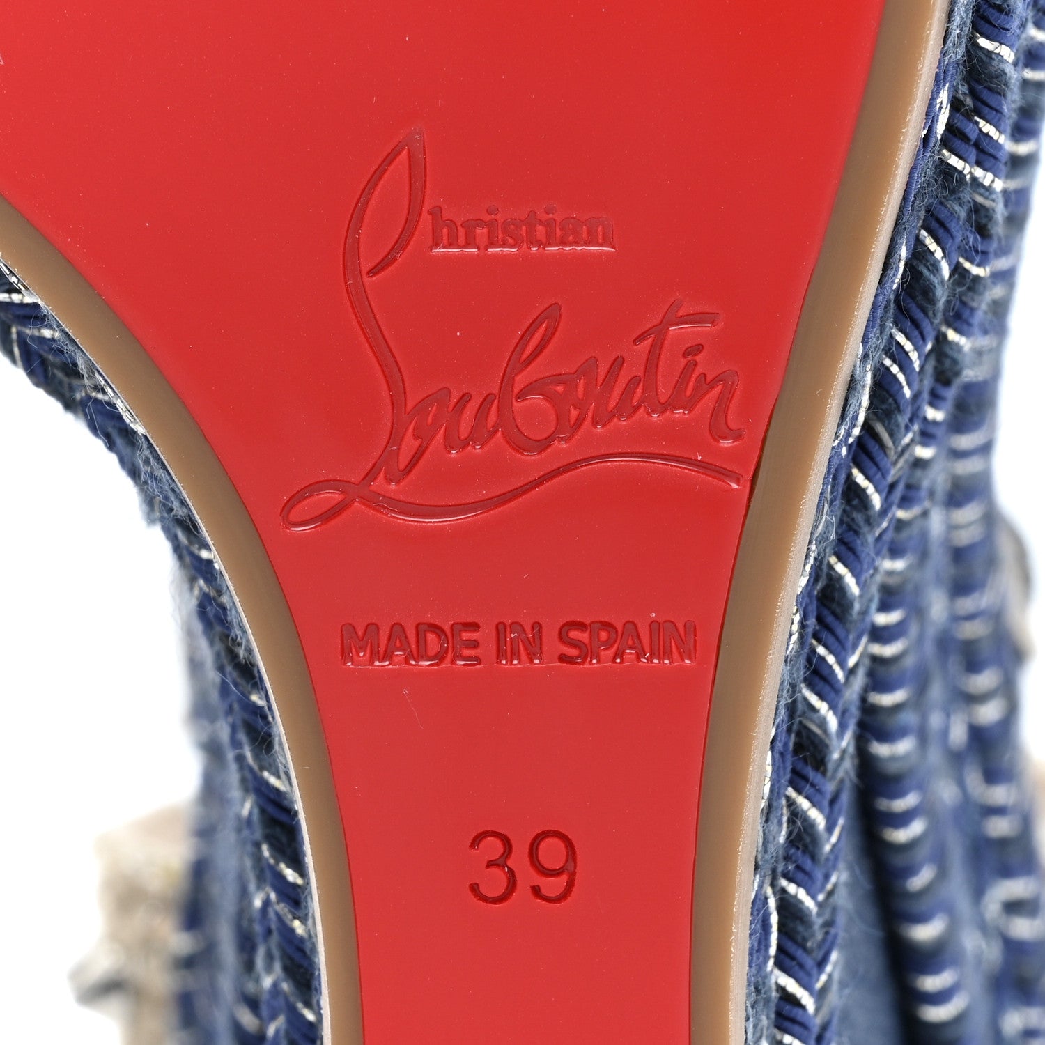 Christian Louboutin Denim Madmonica 120 Wedge Sandals 39 Blue 7 of 9