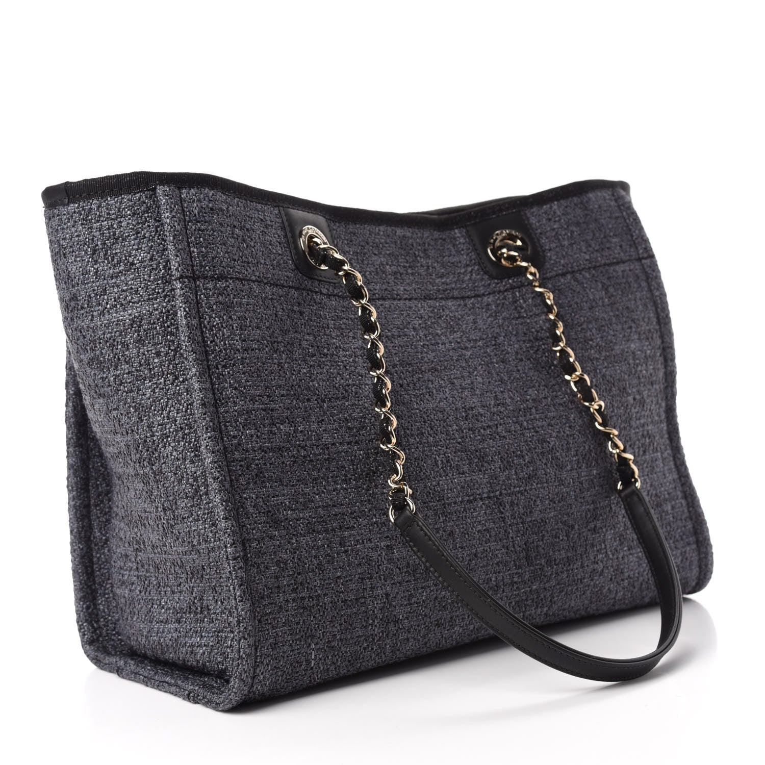 Chanel Lurex Boucle Small Deauville Tote Black 3 of 10