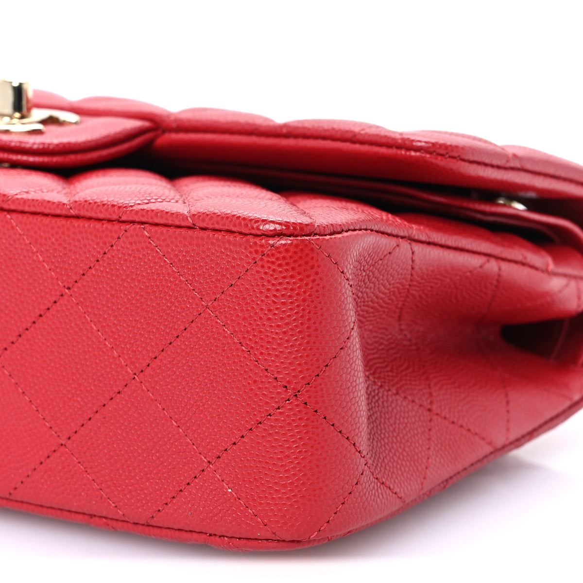 Caviar Quilted Small Double Flap Red