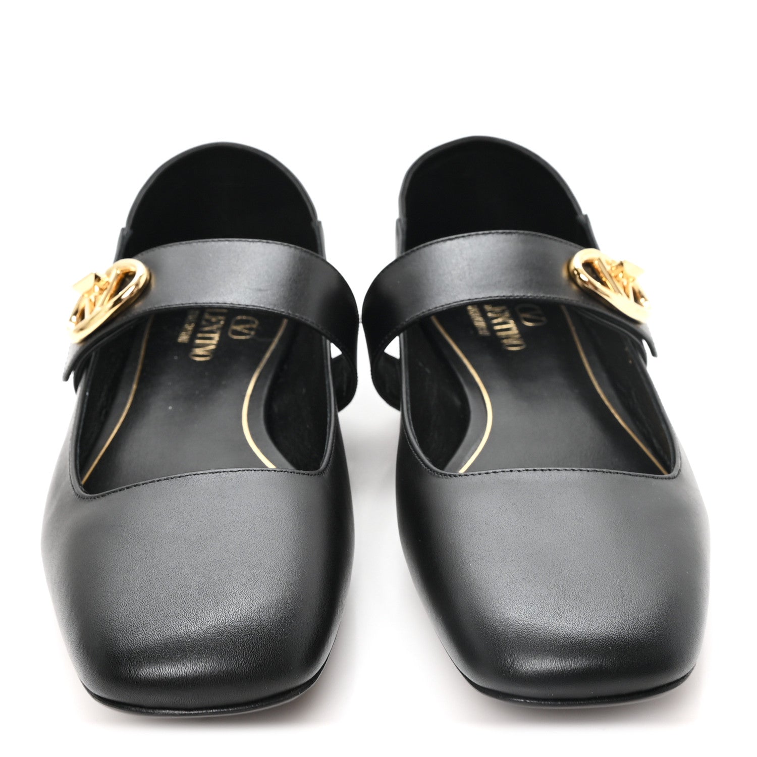 Valentino Garavani Calfskin VLogo Locker Mary Jane Ballerina Flats 39.5 Black 3 of 10