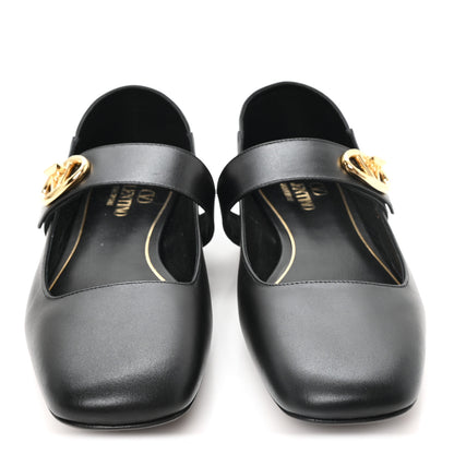 Valentino Garavani Calfskin VLogo Locker Mary Jane Ballerina Flats 39.5 Black 3 of 10