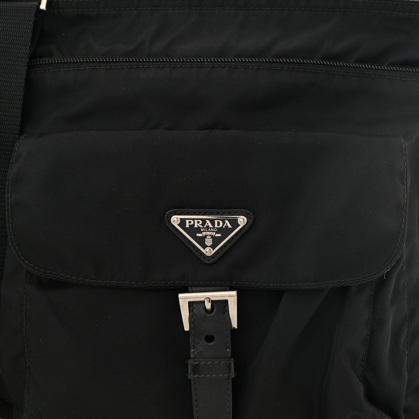 Tessuto Nylon Flat Messenger Bag Black