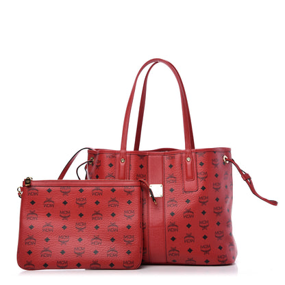 MCM Visetos Medium Liz Reversible Shopper Tote Ruby Red 1 of 11