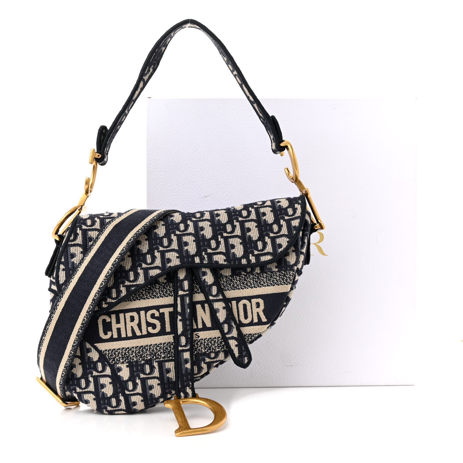 Christian Dior Oblique Embroidered Saddle Bag Blue 12 of 12