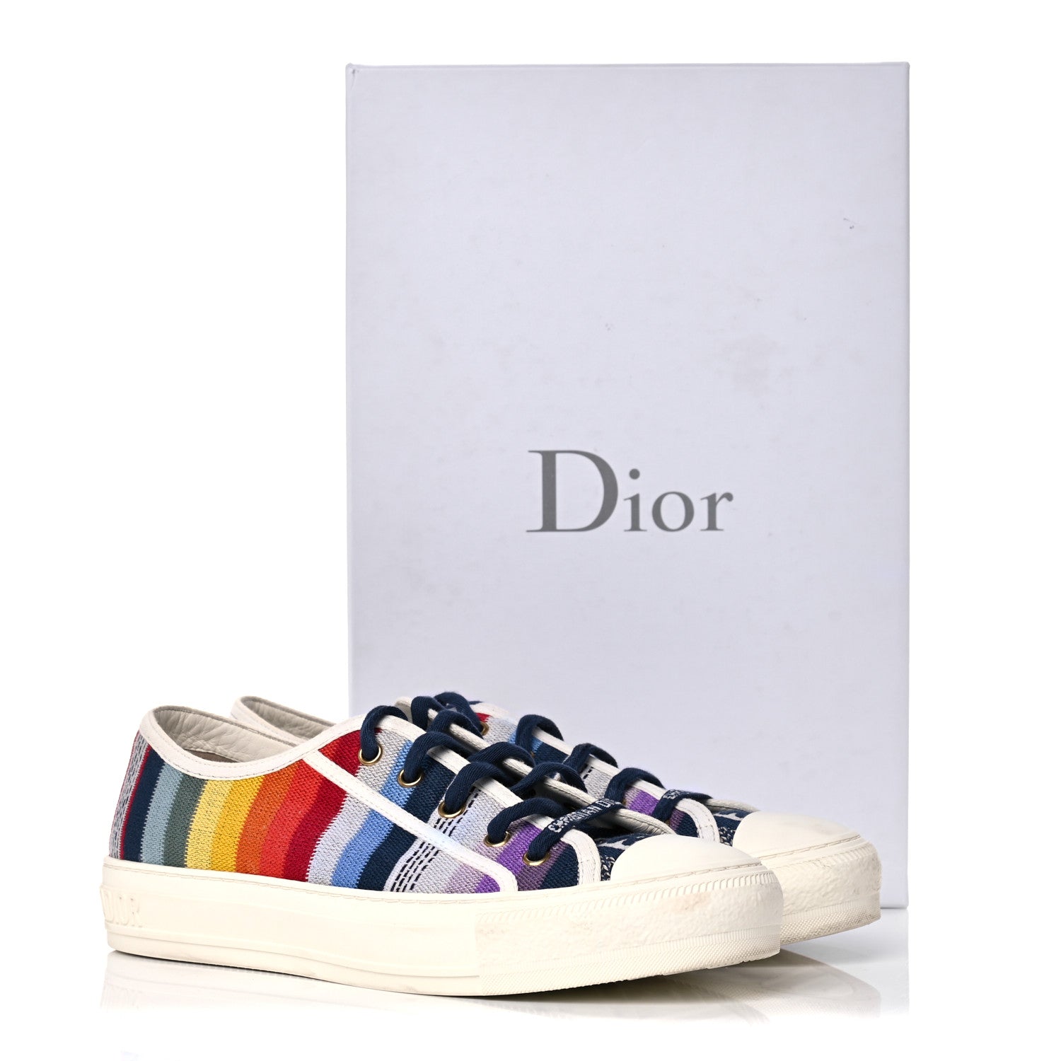 Christian Dior Canvas Rainbow Embroidered Womens Walk'N'Dior Low Top Sneakers 39.5 Multicolor 15 of 15