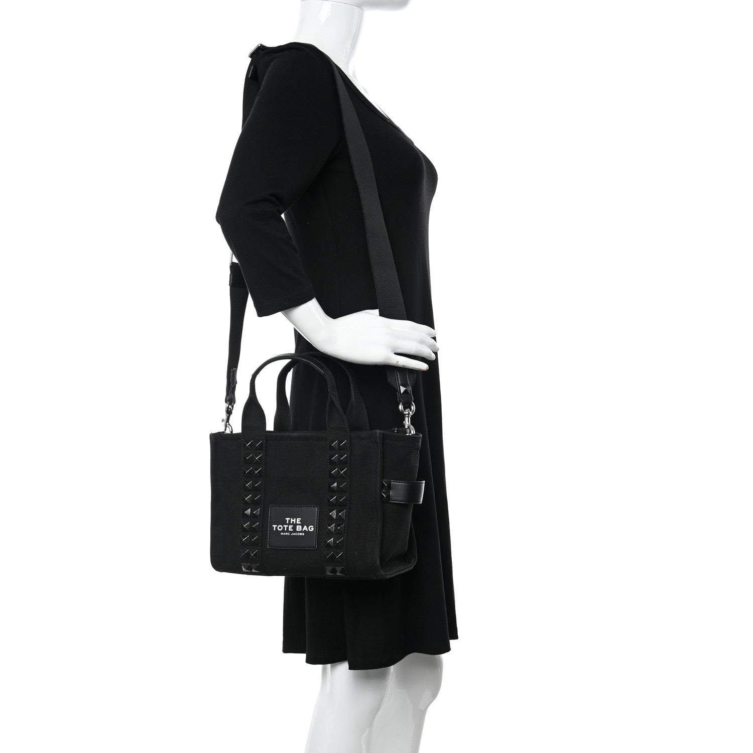 Marc Jacobs Cotton Canvas Mini The Stud Tote Bag Black 2 of 11