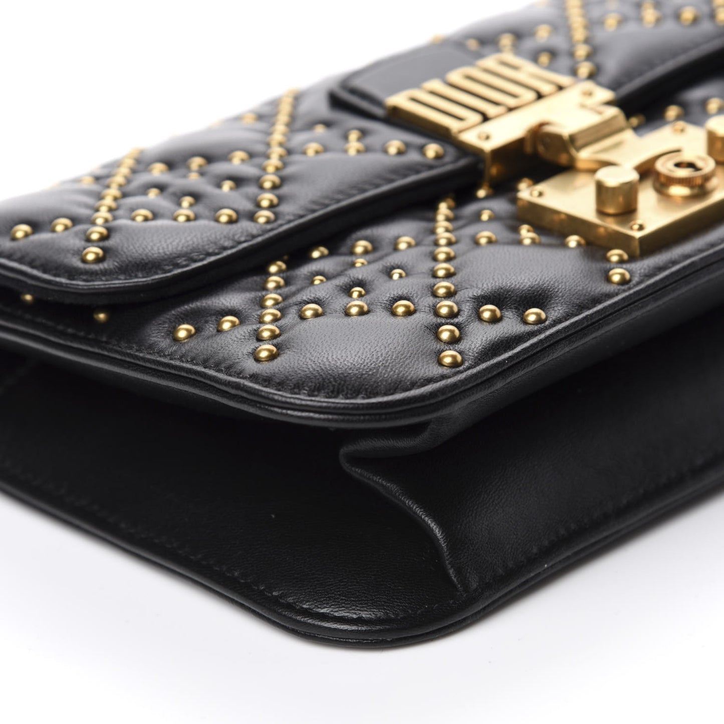 Lambskin Cannage Studded Small Dioraddict Flap Bag Black