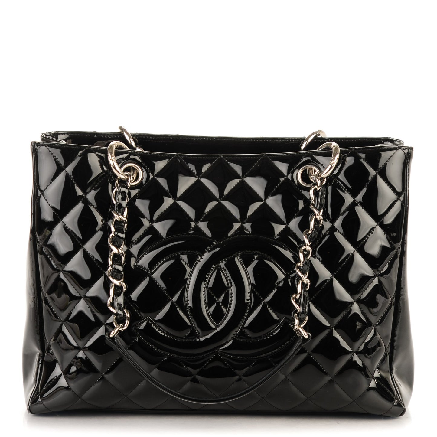 Patent Quilted Grand Shopping Tote GST Black