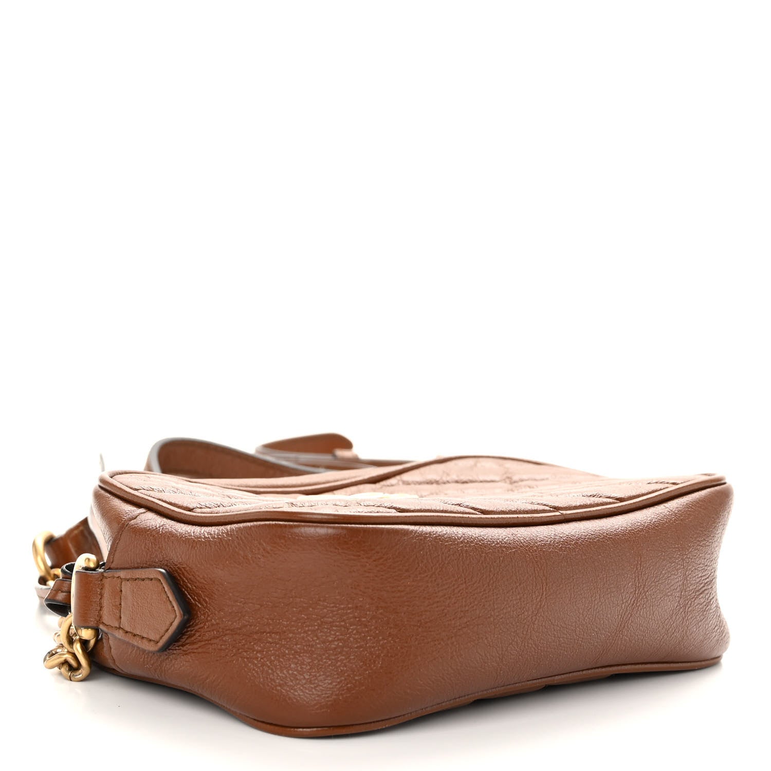 Gucci Glazed Calfskin Matelasse Diagonal Mini GG Marmont Chain Shoulder Bag Cuir 4 of 12