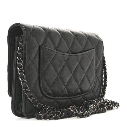 Chanel Crumpled Calfskin Quilted Wallet On Chain WOC So Black 3 of 11