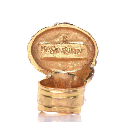 Saint Laurent Glass Cabochon Arty Ovale Ring 6 Gold Turquoise 4 of 5