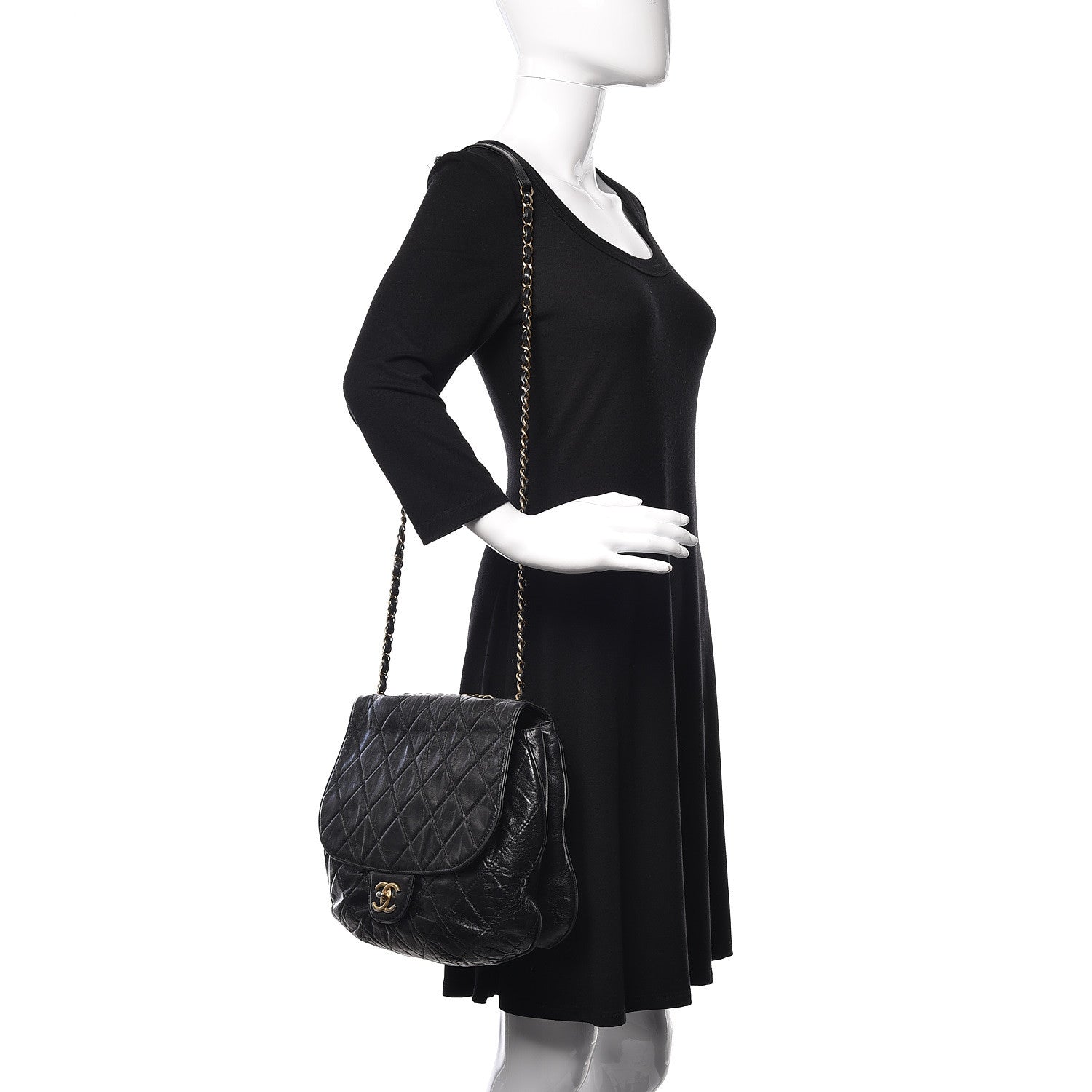 Chanel Aged Glazed Calfskin Quilted Large Bubble CC Flap Black 2 of 9