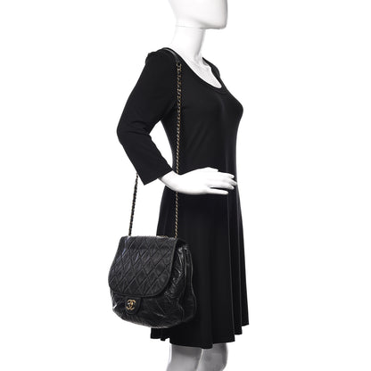 Chanel Aged Glazed Calfskin Quilted Large Bubble CC Flap Black 2 of 9