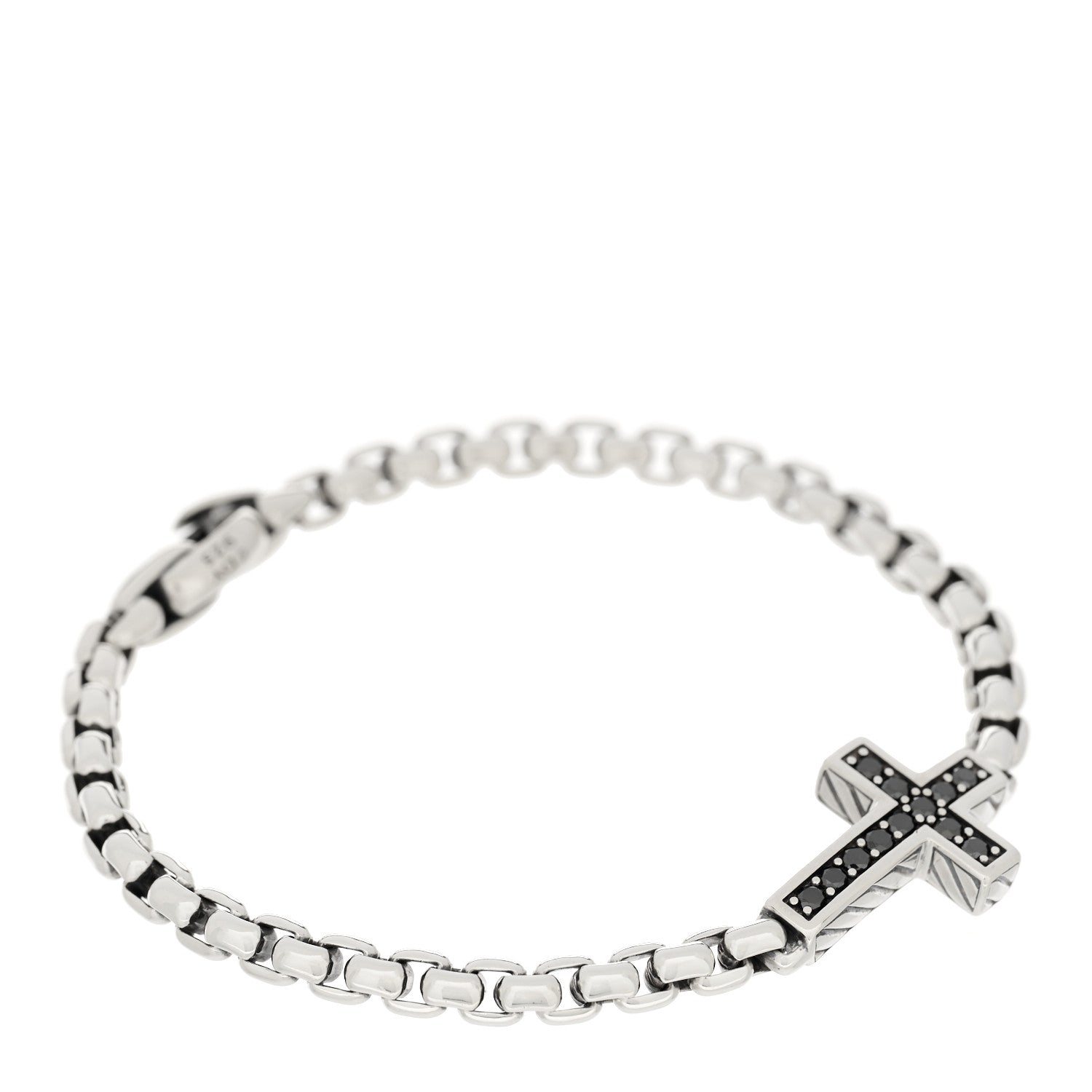 David Yurman Sterling Silver Black Diamond Pave Cross Bracelet 1 of 4