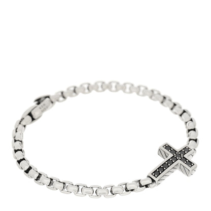 David Yurman Sterling Silver Black Diamond Pave Cross Bracelet 1 of 4