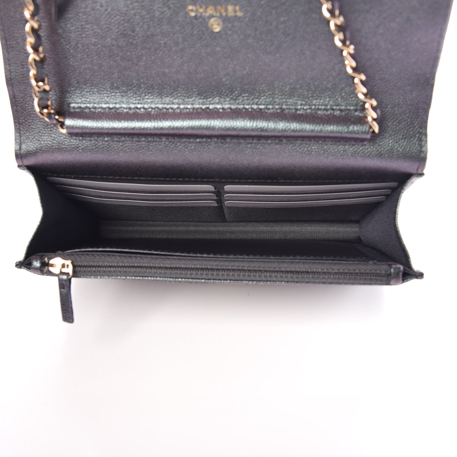 Chanel Iridescent Caviar Quilted Wallet On Chain WOC Black 5 of 12