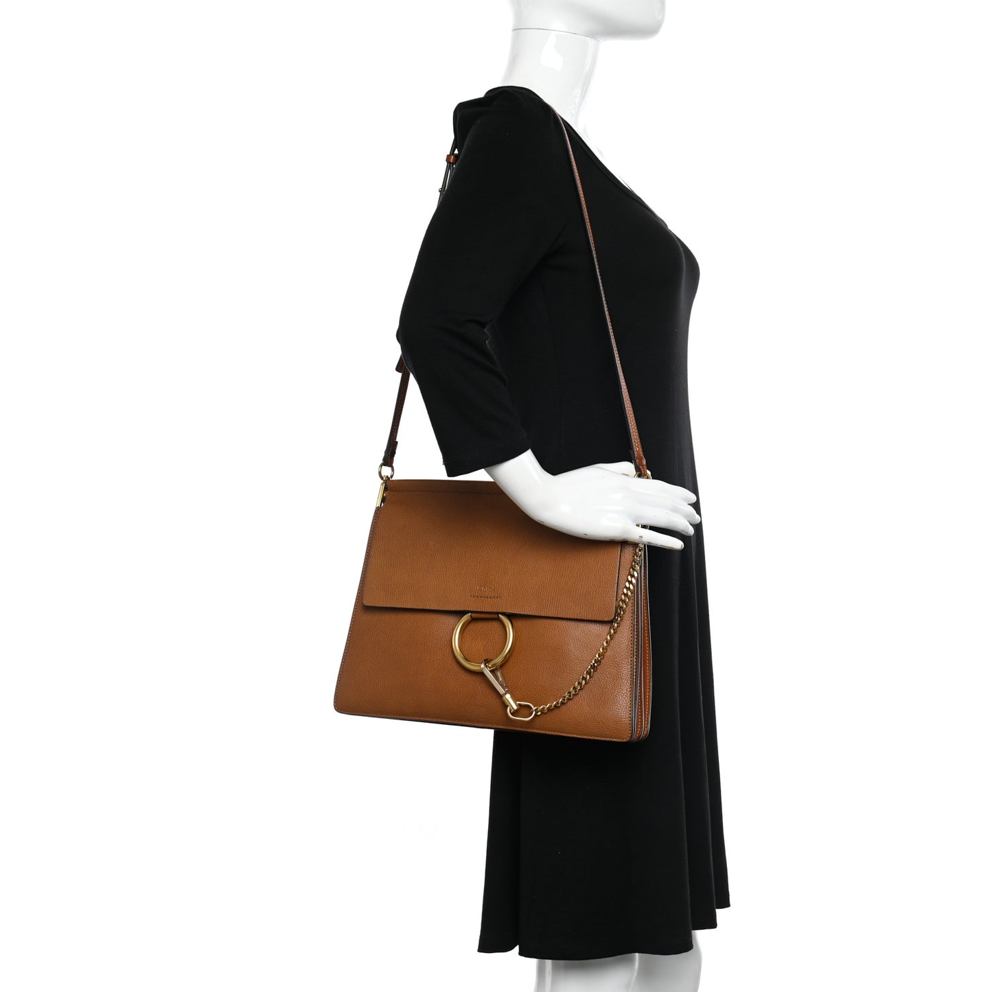 Goatskin Medium Faye Shoulder Bag Caramel